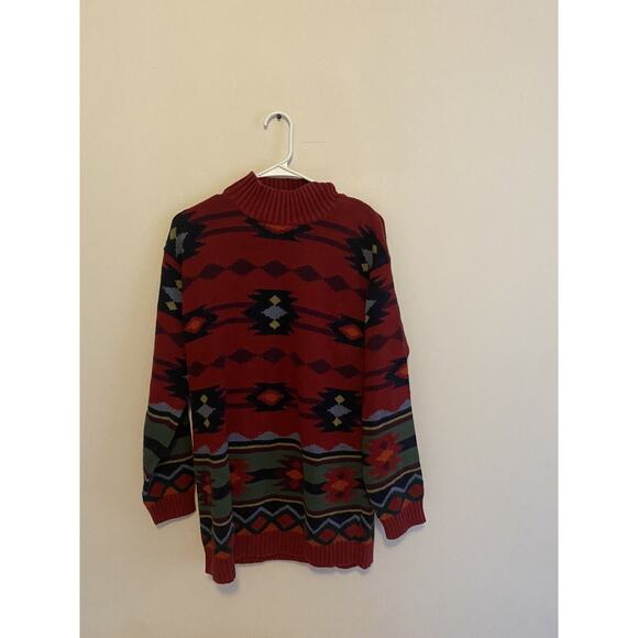 Vintage Forenza Small Oversized Sweater Cozy Winter Aztec Boho Knit Pullover - Picture 1 of 6